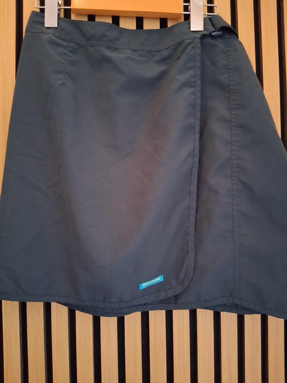 Orage Dark Green A-Line Wrap Skirt with Subtle Logo